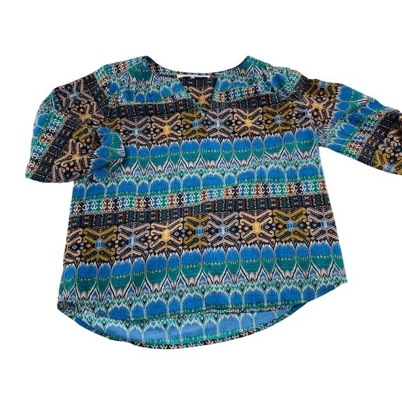 Collective Concepts Womens Boho Tribal Print Blouse Size S Polyester - Picture 1 of 6
